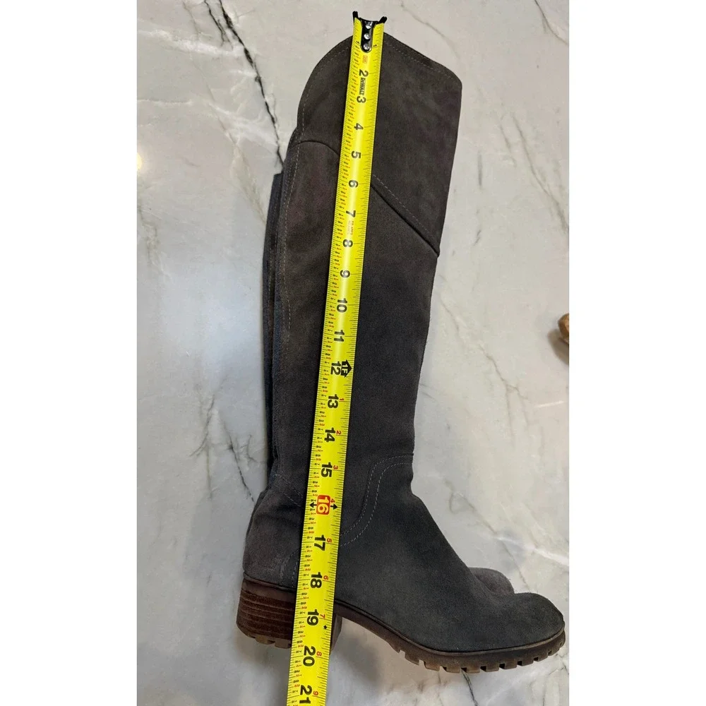 Lucky Brand Charcoal Grey Suede Over The Knee Riding Boots Lug Sole Womens 7M